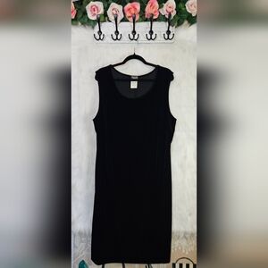 Helene Blake Classic Plus Black Velour Sleeveless Midi Dress